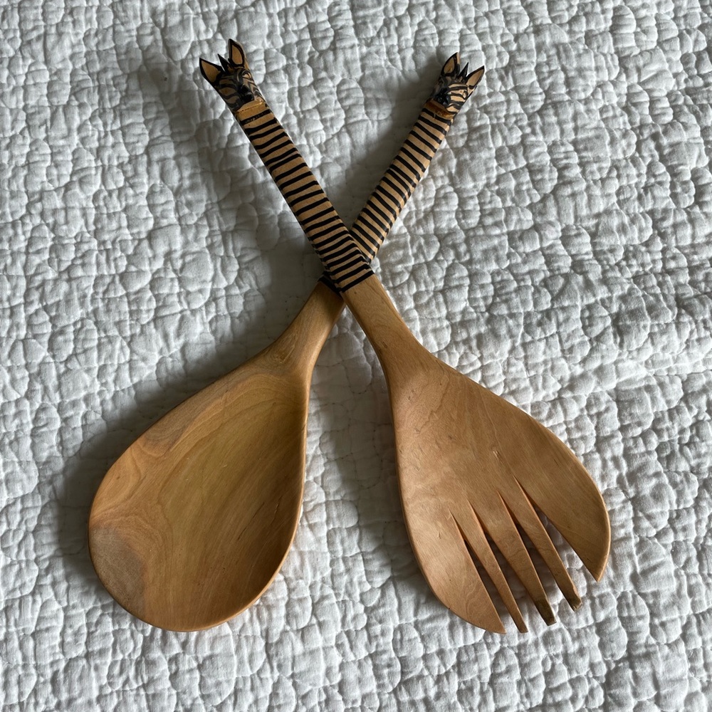 Handcrafted Zebra Salad Spoons